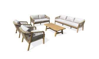 Salon bas de jardin SERENA 7 places en bois d'acacia - WOOD