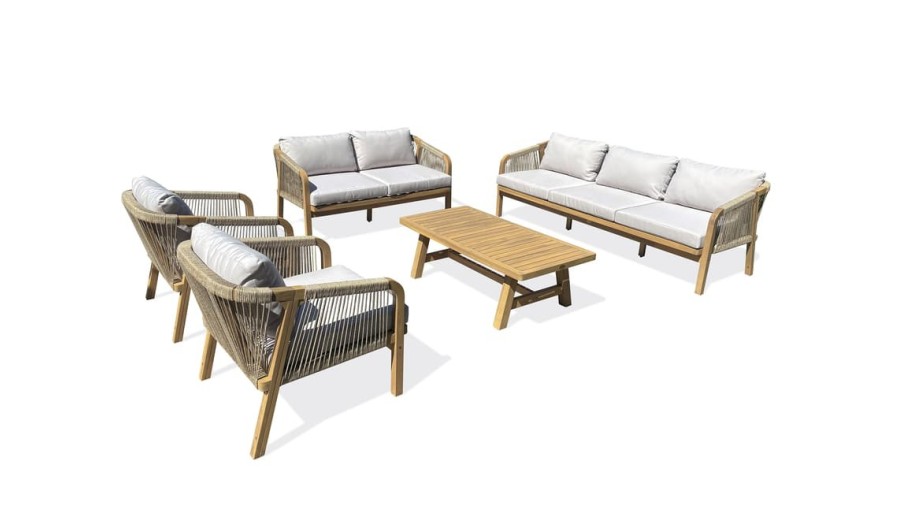 Salon bas de jardin SERENA 7 places en bois d'acacia - WOOD