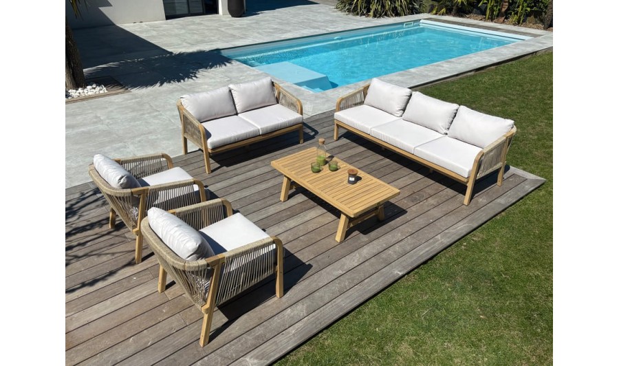 Salon bas de jardin SERENA 7 places en bois d'acacia - WOOD Salon bas de jardin SERENA 7 places en bois d'acacia - WOOD