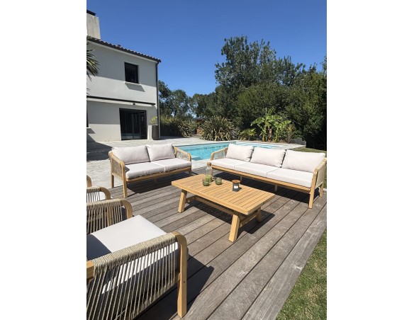 Salon bas de jardin SERENA 7 places en bois d'acacia - WOOD