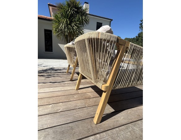 Salon bas de jardin SERENA 7 places en bois d'acacia - WOOD