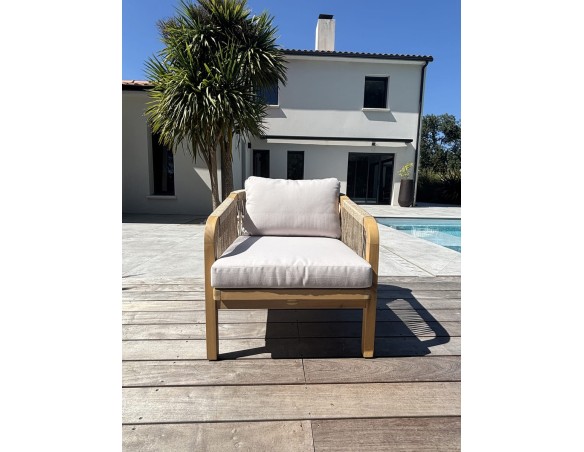 Salon bas de jardin SERENA 7 places en bois d'acacia - WOOD