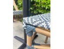 Ensemble de jardin table RONDE HPL effet marbré + 2 fauteuils bleu - BISTRO