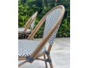Ensemble de jardin table RONDE HPL effet marbré + 2 fauteuils bleu - BISTRO