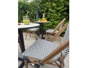 Ensemble de jardin table RONDE HPL effet marbré + 2 fauteuils bleu - BISTRO