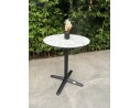 Ensemble de jardin table RONDE HPL effet marbré + 2 fauteuils bleu - BISTRO