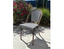 Ensemble de jardin table RONDE HPL effet marbré + 2 fauteuils bleu - BISTRO