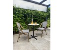 Ensemble de jardin table RONDE HPL effet marbré + 2 fauteuils bleu - BISTRO