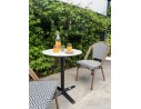 Ensemble de jardin table RONDE HPL effet marbré + 2 fauteuils bleu - BISTRO
