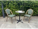 Ensemble de jardin table RONDE HPL effet marbré + 2 fauteuils verts - BISTRO