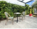 Ensemble de jardin table RONDE HPL effet marbré + 2 fauteuils verts - BISTRO