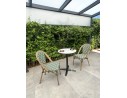 Ensemble de jardin table RONDE HPL effet marbré + 2 fauteuils verts - BISTRO