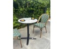 Ensemble de jardin table RONDE HPL effet marbré + 2 fauteuils verts - BISTRO