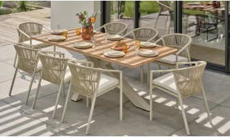 Ensemble de repas haut de gamme 8 places grège - KELIA Remarquable