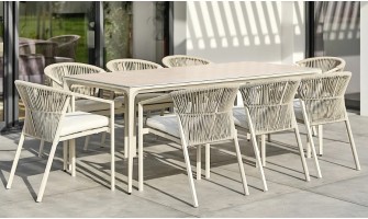 Ensemble de repas 8 personnes beige céramique - TIGUA