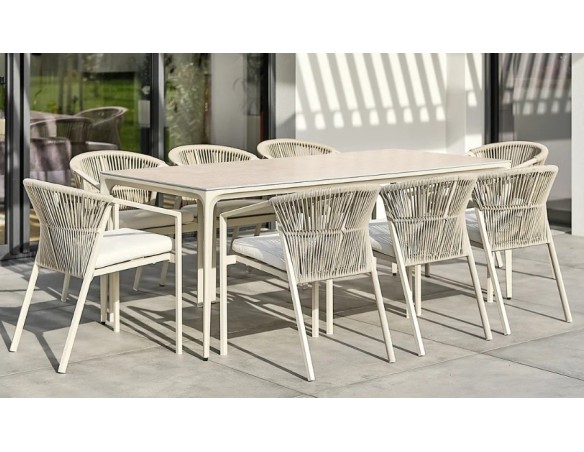 Ensemble de repas 8 personnes beige céramique - TIGUA