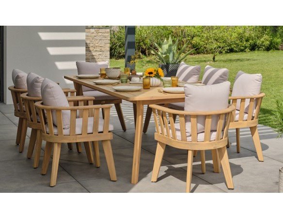 Ensemble de repas 8 personnes en bois d'acacia - LISO