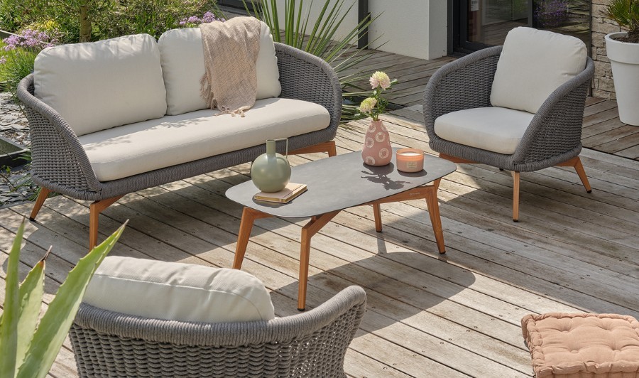 salon jardin en corde grise alu effet bois MYNTA salon jardin en corde grise alu effet bois MYNTA