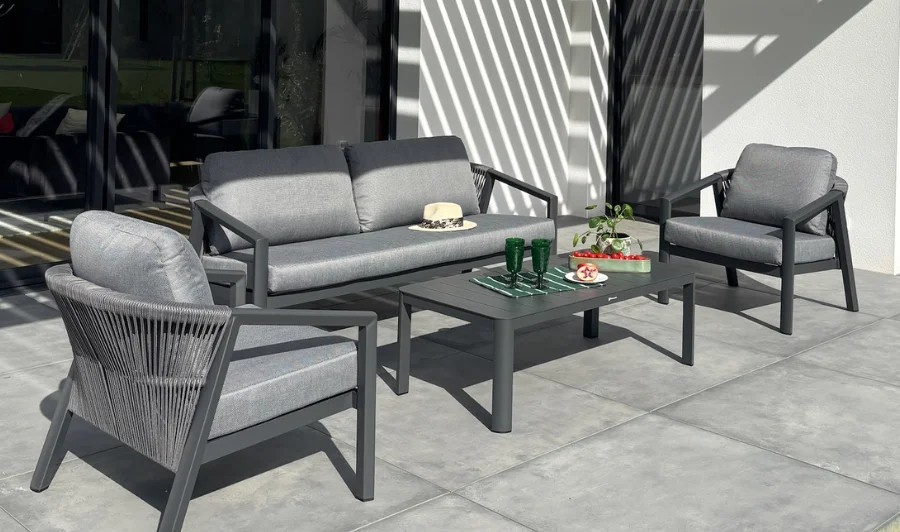 salon bas de jardin anthracite confort - KELIA