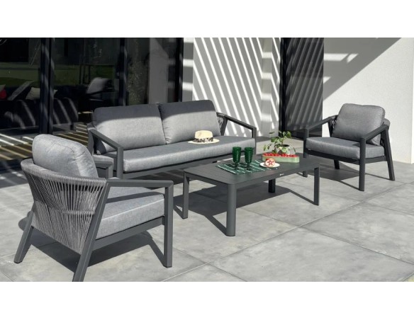 salon bas de jardin anthracite confort - KELIA