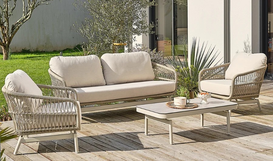 salon jardin beige 4 personnes confort DYLIS