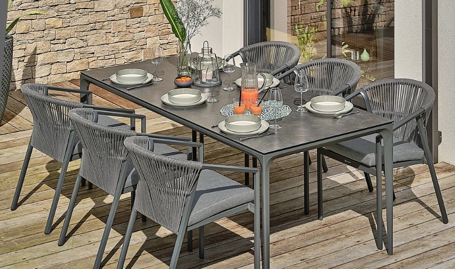ensemble repas 6 places design anthracite céramique TIGUA ensemble repas 6 places design anthracite céramique TIGUA