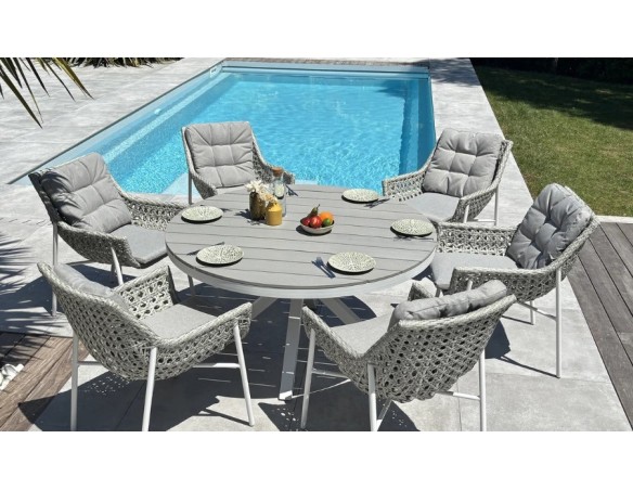Ensemble de repas composé d'une table ronde et de 6 fauteuils de jardin EAN 3700917637067