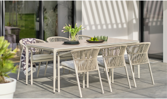 ensemble repas 6 places beige design TIGUA