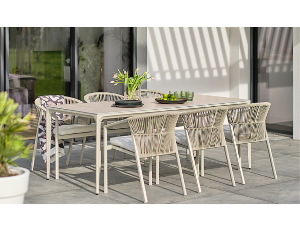 ensemble repas 6 places beige design TIGUA