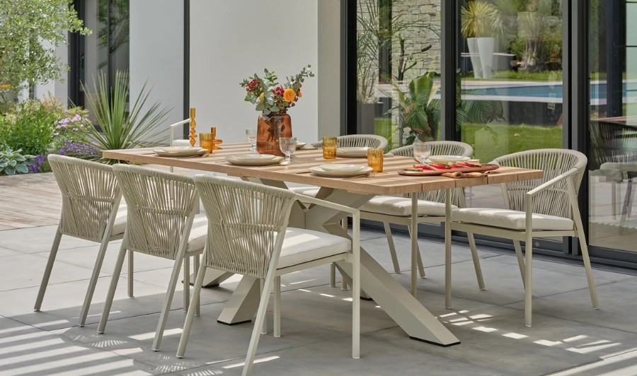 ensemble repas haut de gamme beige 6 places KELIA