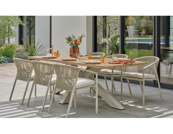 ensemble repas haut de gamme beige 6 places KELIA