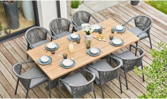 ensemble repas haut de gamme effet bois KELIA