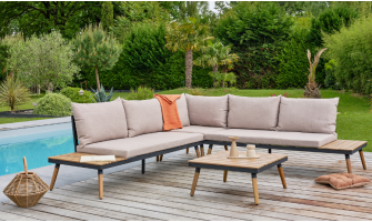 salon de jardin d'angle cappuccino CAMINO