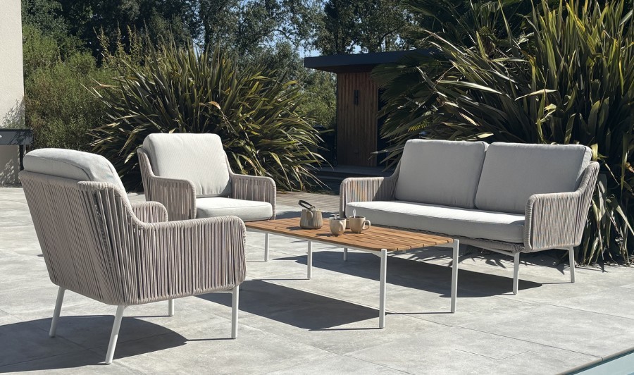 salon bas de jardin grège corde alu ORELLA Remarquable salon bas de jardin grège corde alu ORELLA Remarquable