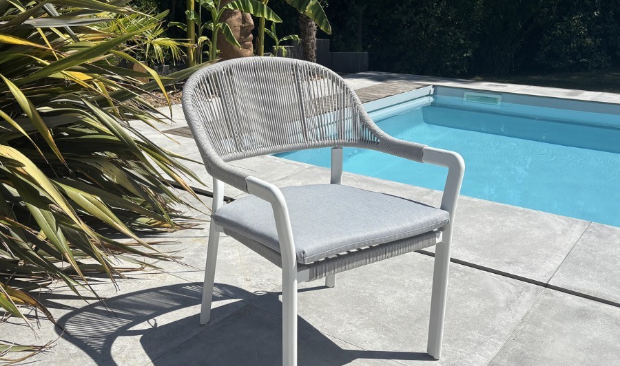 fauteuil jardin blanc gris corde ABELLA Remarquable fauteuil jardin blanc gris corde ABELLA Remarquable