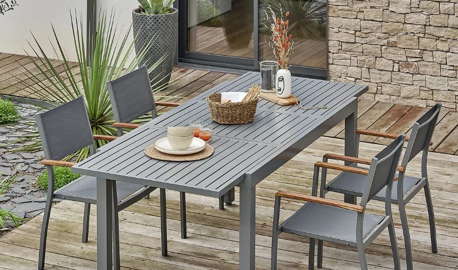 ensemble repas anthracite 4 à 6 personnes ORSINO Remarquable
