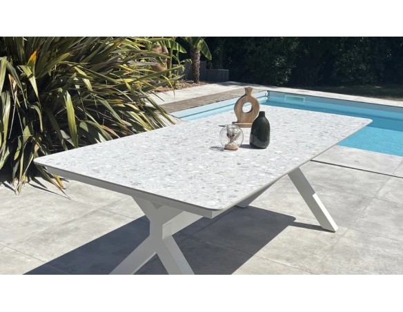 table blanche plateau terrazzo ABELLA