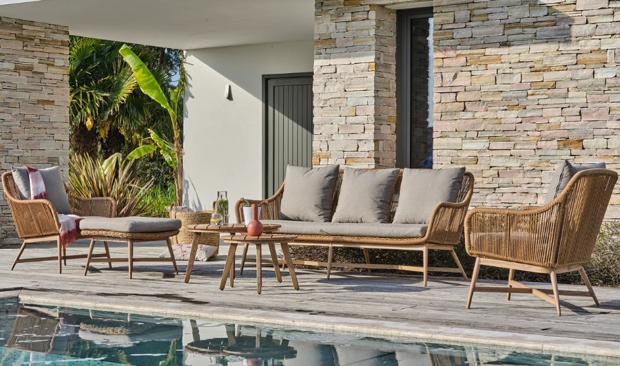 salon corde tissée et teck PALMAS DCB Garden salon corde tissée et teck PALMAS DCB Garden