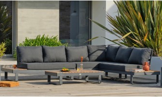 salon jardin angle gris teck alu ALICANTE DCB Garden