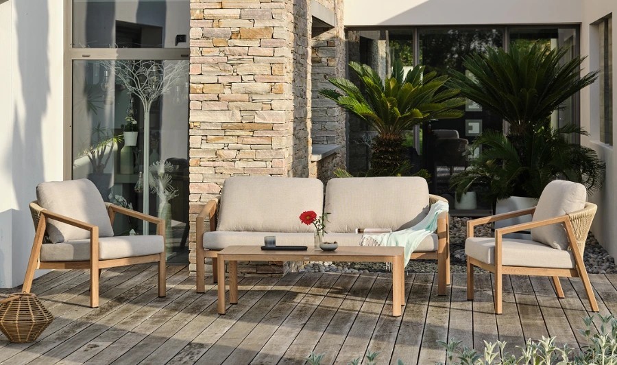 salon bas alu effet bois corde GOYA DCB Garden