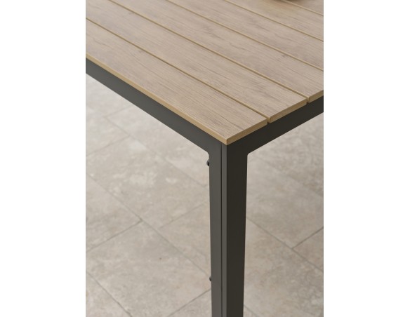 Table de jardin 6 places -Aluminium et polywood imitation bois - Boston