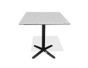 Table carrée de jardin BISTRO (70x70 cm) en acier noir et plateau terrazzo - BLANC