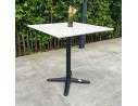 Table carrée de jardin BISTRO (70x70 cm) en acier noir et plateau terrazzo - BLANC