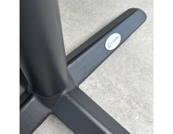 Table carrée de jardin BISTRO (70x70 cm) en acier noir et plateau terrazzo - BLANC