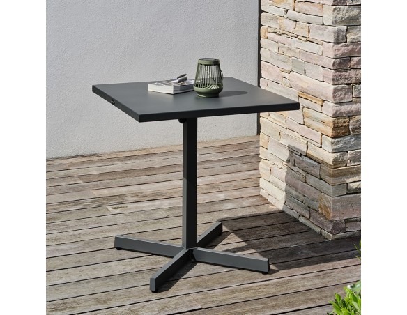 Guéridon de jardin Louise (70x70 cm) avec plateau pliant en acier - ANTHRACITE