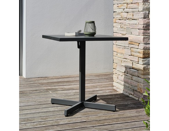 Guéridon de jardin Louise (70x70 cm) avec plateau pliant en acier - ANTHRACITE