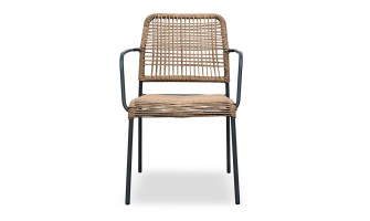 Fauteuil de jardin empilable MARCEAU en corde et acier - GRIS ANTHRACITE