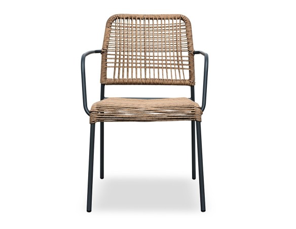 Fauteuil de jardin empilable MARCEAU en corde et acier - GRIS ANTHRACITE