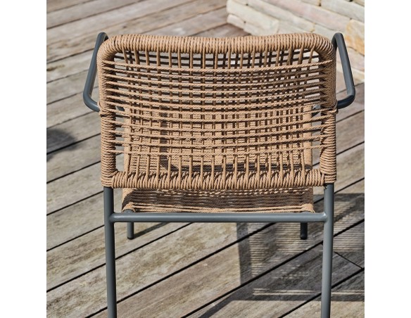 Fauteuil de jardin empilable MARCEAU en corde et acier - GRIS ANTHRACITE