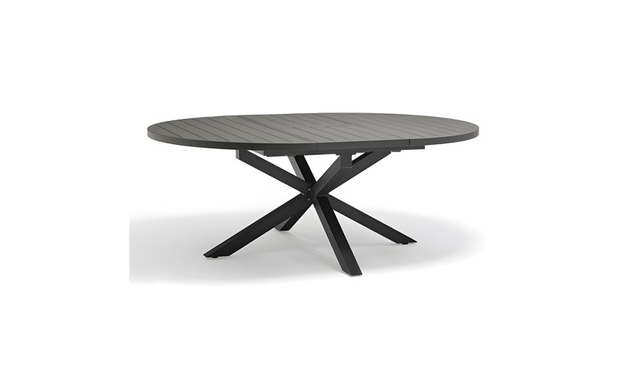 Table de jardin PELOSA (145/199X145 cm) en aluminium avec rallonge papillon - GRIS ANTHRACITE